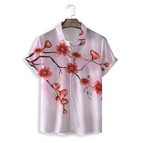 Chemise hawaïenne homme motif floral rose et manches courtes style vacances d'été