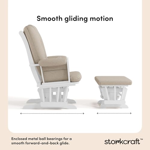 Image of Storkcraft Tuscany Glider and Ottoman with Lumbar Pillow, White /Taupe Swirl