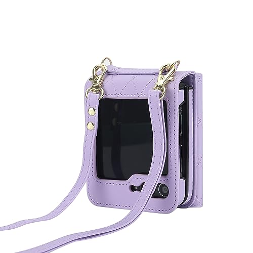 Étui portefeuille cuir Samsung Galaxy Z Flip 7 antichoc violet fin