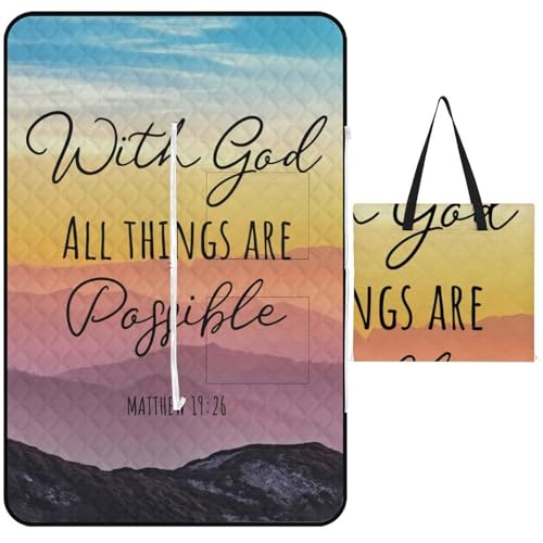 WGHZPCY with God All Things are Possible Matthew 19 26Simple Zipper Picnic Mat, Comfortable and Durable Outdoor Leisure Mat