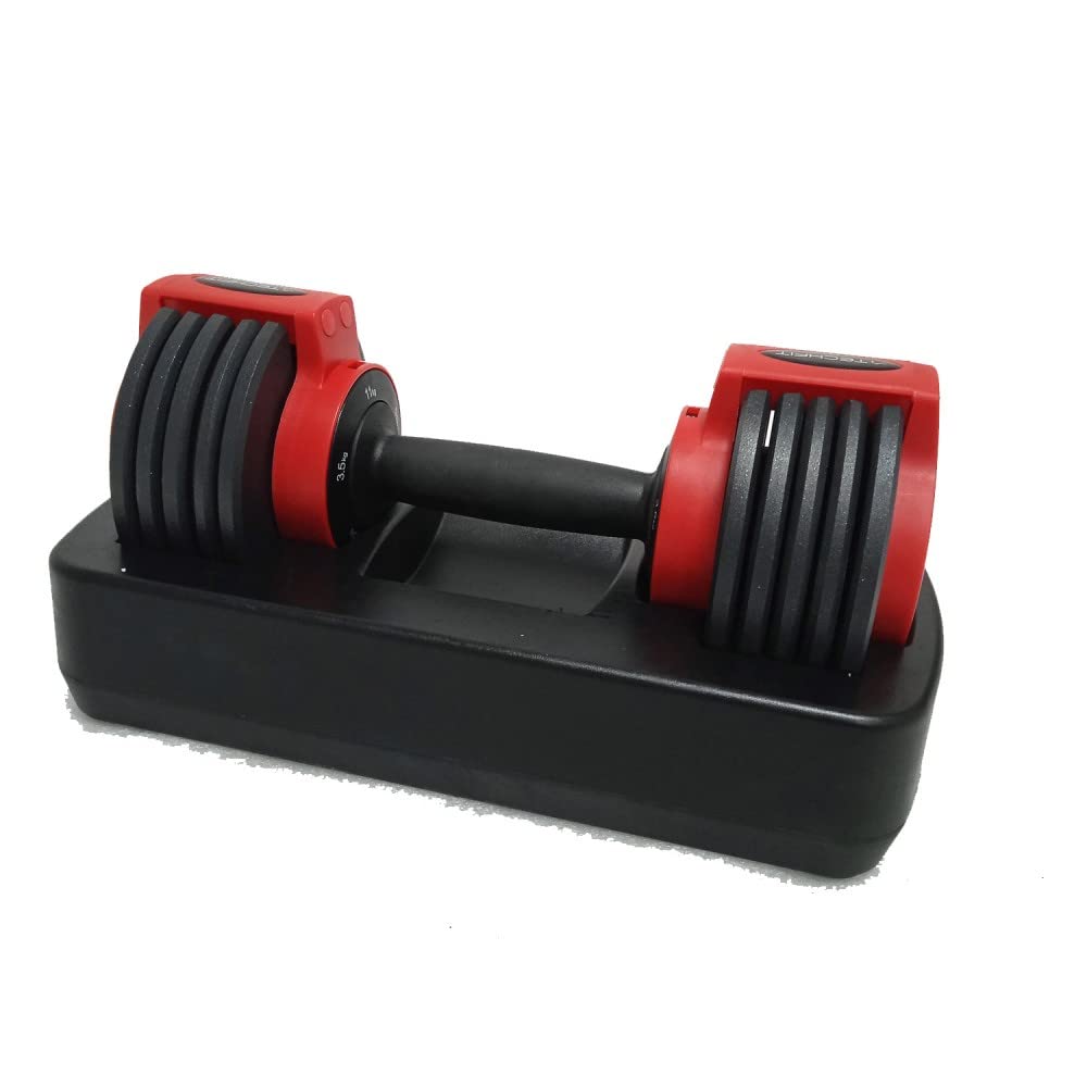 TechFit Manubri con Custodia di Stoccaggio - Ergonomic Handle, Weightlifting, Bodybuilding, Gym Exercises con chiusura di sicurezza Manubri Regolabili