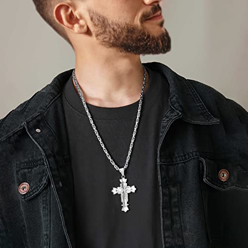 Aqo Byzantine Cross Necklace Sets Mens Cross Necklace With Byzantine And Rolo Chain #TOP3