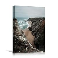 Canvas Wall Art Rocky Seas Beach Beach Blue Coastal Cool Photography Relax/Calm - 12x18 inches