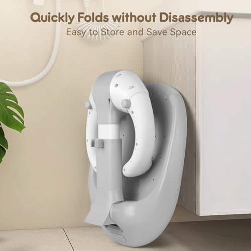 Image of Adjustable Baby Shower Stand Bath Shower Standing Support Portable Bath Rack for Infants Toddlers 6-36 Months (Grey)