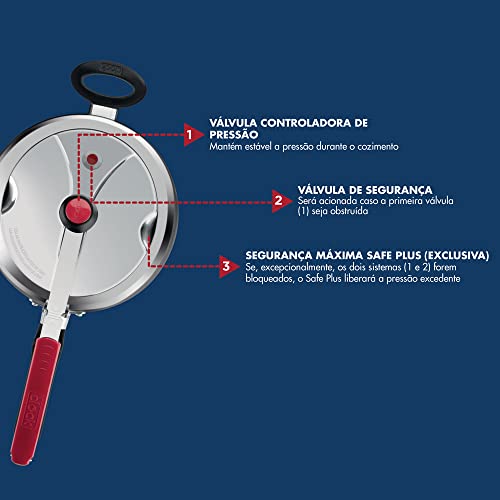 Panela de Pressão Polida 4,5L Fechamento Interno, CLOCK 9295302823, Polido