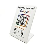 Google Bewertung Aufsteller mit NFC & QR-Code für mehr Kundenbewertungen (Weiß)