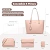 DORRISO Sac à Main Femme 4 Pièces – Grand Cabas PU Cuir Élégant avec Bandoulière, Pochette et Porte-Carte, Idéal Université, Travail, Shopping, Voyage Rosé #5
