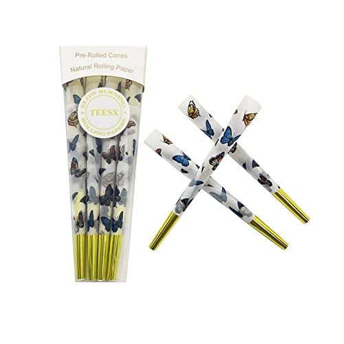Teesx Slow Burning Rolling Papers | 16 Pack | Butterfly King Size Pre Rolled Cones,Sunflower Pre-Rolled Cones #TOP1