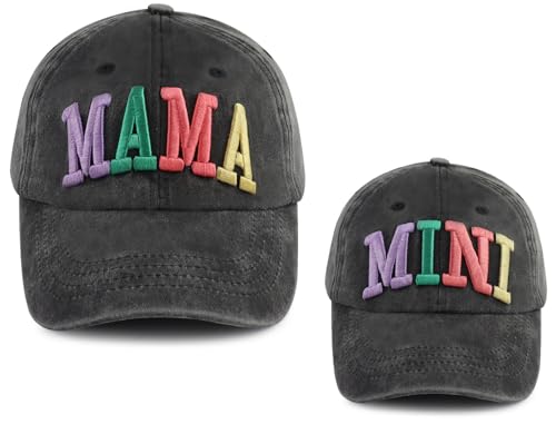 Mama and Mini Hats for Women Mommy and Me Matching Outfits Mom Daughter Girls Baseball Cap Christmas Mothers Day Party Decorations Birthday Gifts Black
