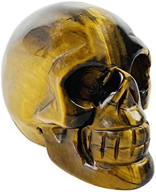 Spring.Rd 2 Inch Hand Carved Crystal Gemstone Skull Statue Healing Crystal Skull Sculpture Reiki Healing Stone Pocket Statue Carved Craftsmanship for Men Women (White Crystal)