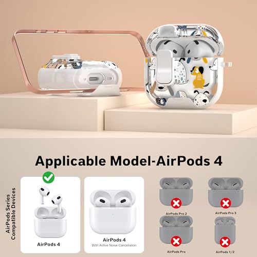 Image of for Apple AirPods 4 Case 2025 with Safety Lock & Foldable Phone Stand, Dog | Double Drop Protection,Two-Piece Design, Airpod 4 Case with Keychain & Cleaner Kit, Support Wireless Charging, Shockproof