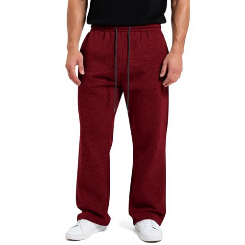 Men's Baggy Sweatpants Wide Leg Lounge Elastic Waist Casual Drawstring Sweat Loose Joggers Pants with Pockets﻿2