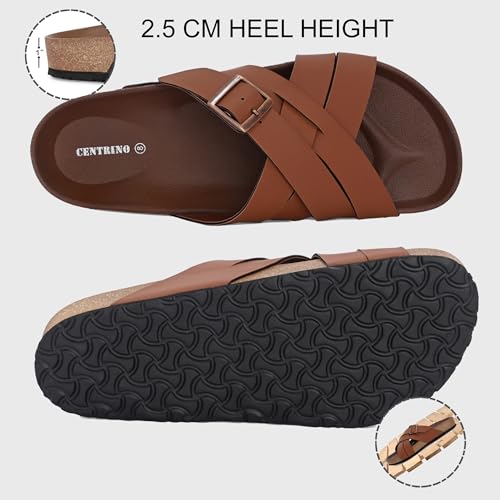 Image of Centrino Mens Cushion Sliders /Slippers|Berkin-Style Slip-On Sandals | Open Toe Design | Soft PU Footbed | Lightweight & Comfortable | Arch Support | On-Grip Sole | Casual Outdoor Wear (6868)