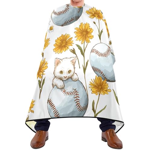 Capa para barbería ALAZA flores amarillas 55 x 65 pulg miniatura 2
