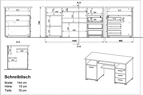 Germania PC Tisch Office | In Walnuss Dekor | 145 x 75 x 70 cm - 0484-87 Germania PC Tisch Office | In Walnuss Dekor | 145 x 75 x 70 cm