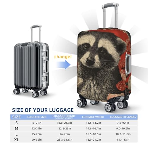 Raccoon With Flowers Roses Its Head Elastic Travel Luggage Covers Dustproof Scratch-Resistant Suitcase Protector Fit 22-24 Inch4