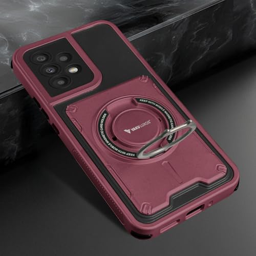 Image of Vaku Luxos Axion Armor Military Grade TPU Back Cover Case for Samsung Galaxy A53 5G with Magnetic Ring Holder Kickstand Camera Screen Protector- Maroon