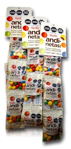 Andinetas Mix Combo 3 Tiras | Dulces Confitados Sabor Chocolate | 30 Sobrecitos de 16g (480g Total) | Ideal para Piñatas, Fiestas y Aguinaldos | Snack Crujiente y Divertido | Lunetas de colores