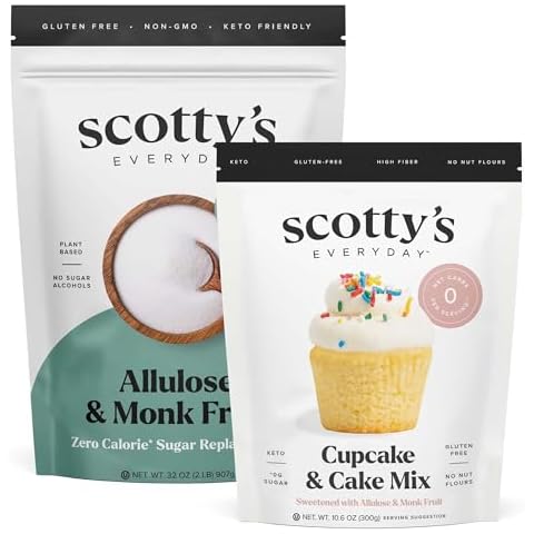 Keto Cupcake & Cake Zero Carb Mix 10.6oz and Allulose & Monk Fruit Zero Calorie Sugar Replacement 2lb Bundle Cover