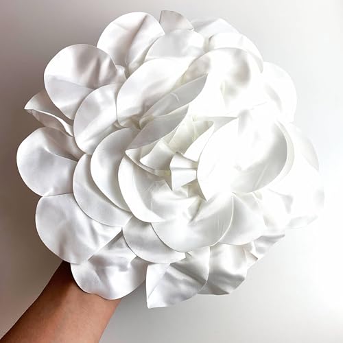 Image of Heyiwell Large Satin Fabric flower for Brooch Pin Wedding Party Dance Dress Suit Clothes Head Hair Accessories DIY Decor 9.45 inchInch