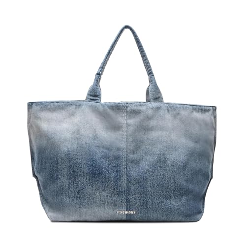 Bolso tote grande con bolsillos de carga Steve Madden Banisia-D en denim miniatura 3