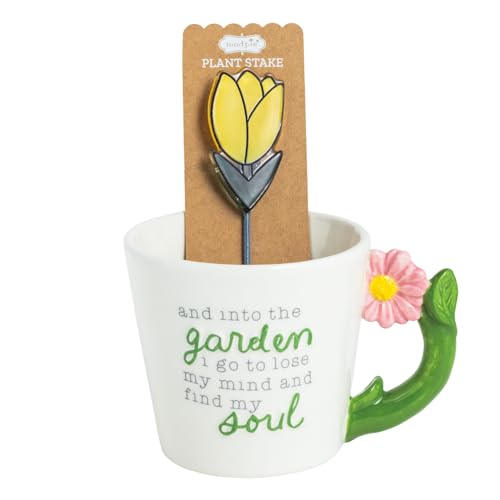 Taza de cerámica con soporte para planta Mud Pie miniatura 1
