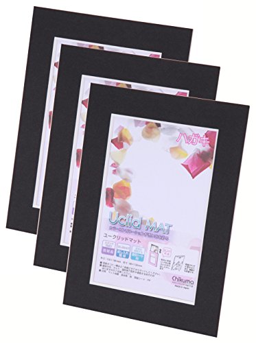 Chikuma フォトフレーム Uclidマット ハガキ ブラック 3冊セット 30015-1