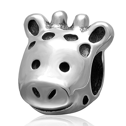 Abalorio de plata de ley de ley 925 de jirafas, ciervo de navidad, compatible con pulseras europeas