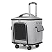 Bothyi Cat Carrier with Universal Wheels Telescopic Handle Portable Handbag Pet Rolling Carrier for Large Cats Puppy Camping Outdoor, Gray