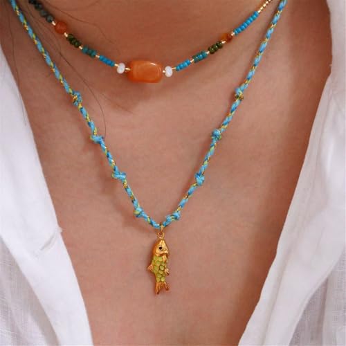 Collier pendentif poisson et chaîne en acier résistant de qualité