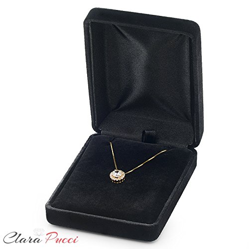 Clara Pucci 1.35 ct Brilliant Round Cut Pave Halo Stunning Genuine Moissanite Ideal VVS1 D Solitaire Pendant Necklace With 16" Gold Chain box Solid 14k Yellow Gold - Image 5