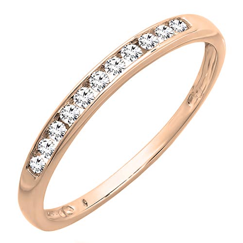 Dazzlingrock Collection Alianza de boda apilable de oro de 18 quilates de 0,21 quilates (quilates) con diamantes blancos redondos cultivados en laboratorio, 1/4 quilates, diamante cultivado en