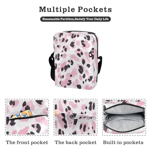 small messenger bag for men Small Crossbody Bag For Women Purse Bag Adjustable Strap for work work - Peach Leopard Print2