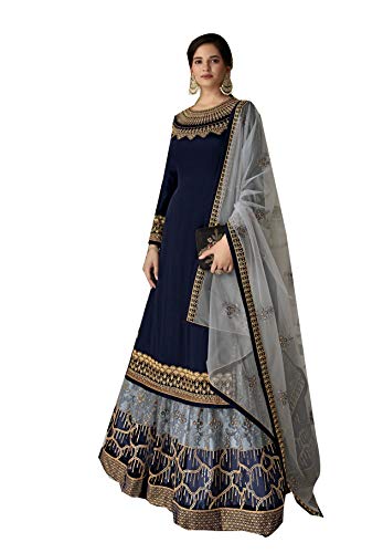Delisa Eid Special Indian/Pakistani Sharara/Palazzo Style Salwar Suit for Women Party Wear New 00 (Blue, LARGE-42)