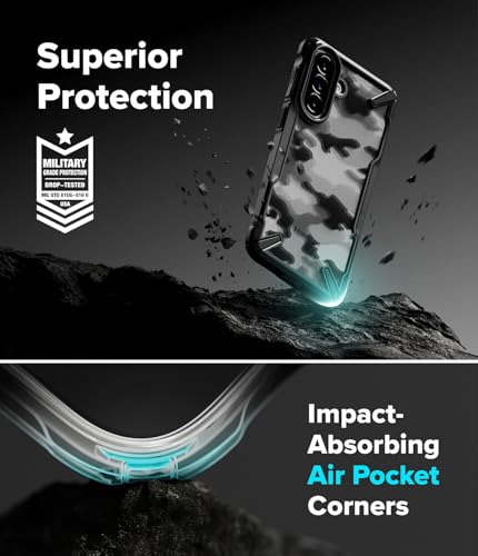 Image of Ringke Fusion-X for Samsung Galaxy A57 [Heavy Duty X-Bumper] Rugged Shockproof Protective Case Back Cover with Non-Slip Side Grip - Camo Black