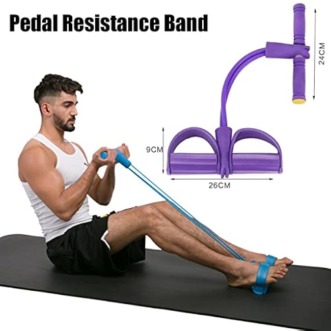 21 Fitness Resistance Bands-4 Tube Pedal Ankle Puller, 2025 New Elastic Yoga Pedal Puller Stretch Band for Exercise, AB Training Auxiliary Device Sit Up Exercise Equipment for Women Men