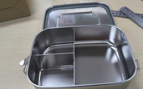 Image of Funnymoom 8 Pcs Stainless Steel Metal Bento 40 oz Leak Proof Metal Lunch Container 3 Compartment Packing Box Sandwich Container Bento Snack Box for Work Travel Adults