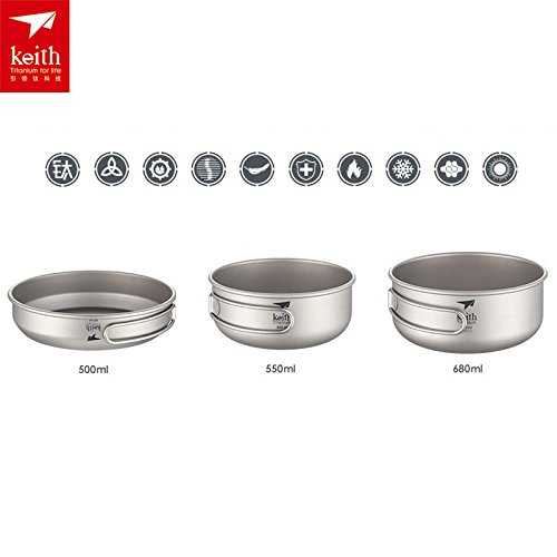 Keith Ultra Leggero Titanio Pentola e padella set