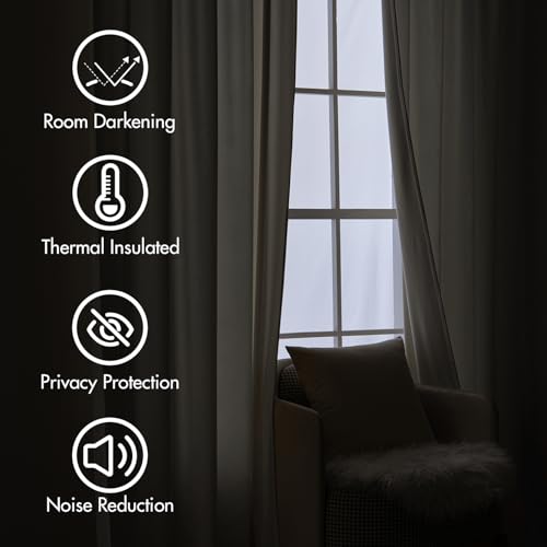 Image of MIULEE Ivory White Velvet Pinch Pleat Blackout Curtains W52 X L108 Inches