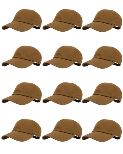 Image of Gelante Baseball Caps Hats 100% Cotton Plain Blank Adjustable Size Wholesale Bulk of 12 Pack