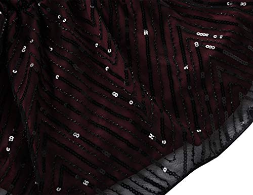 Prettyguide Women's Sequin Tunic Top Short Sleeve Sparkle Holiday Wedding Party Blouse Burgundy Us16 #TOP4