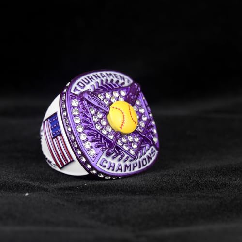 Image of 12 pcs Pack Metallic Colors Softball Tournament championhsip Trophy Ring Softball Teams Players Awards Size 9