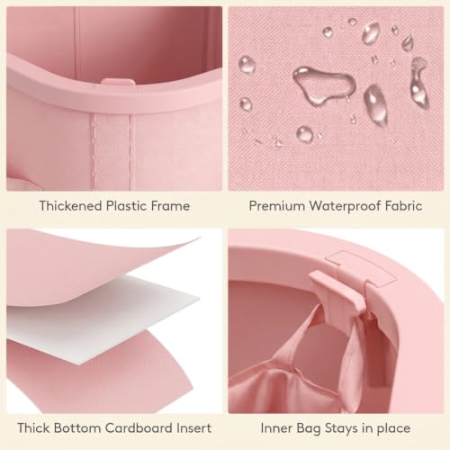 Image of Lifewit 85L Large Laundry Basket with Wheels and Lid, Pink