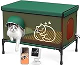 Picture of Heated Outdoor Cat House with Camera, 100% Waterproof & Insulated Cat Shelter for Winter, Escape Door for Safety, for Feral Stray & Barn Cats (Green)