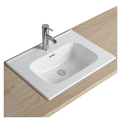 MOB-IN Plan Vasque Blanc Céramique à encastrer 60 cm ILA