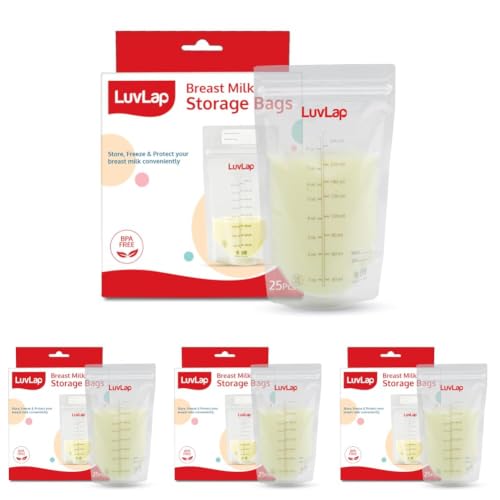 Image of LuvLap Baby Breast Milk Storage Bags 240 ml (Pack of 100), BPA Free BPA Free Leak Proof Zip Lock Disposable Milk Freezer Bags for Breast Feeding
