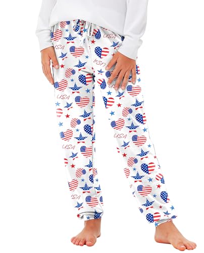 Image of Deerose 4th of July Pants American Flag Drawstring Sweatpants with Pockets 5-14 Years