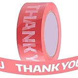 Arvakr Designer Cute Packing Tape, Colorful Printing Shipping Tape, Carton Decorative Tape for Sealing Boxes, Thank You - Pink, 1.77