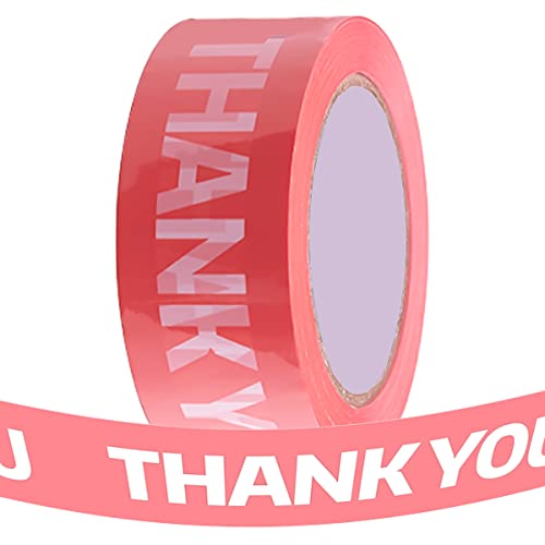 Arvakr Designer Cute Packing Tape, Colorful Printing Shipping Tape, Carton Decorative Tape for Sealing Boxes, Thank You - Pink, 1.77