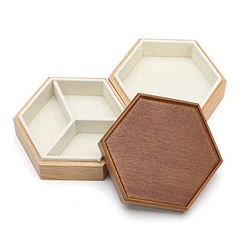 Preisvergleich Produktbild GFF Schmuckschatulle lagerung Holz mit Deckel einfache Prinzessin mehrschichtige hohe kapazität bolzenohrring Halskette Haushalt (Farbe: braun-a, größe: 14,5x12,7x9 cm)